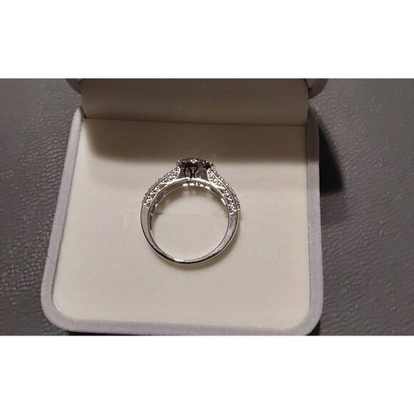 4 Carat Round Halo Design Triple Row Sim Diamond Engagement/Bridal Band Ring #8 - Picture 3 of 5